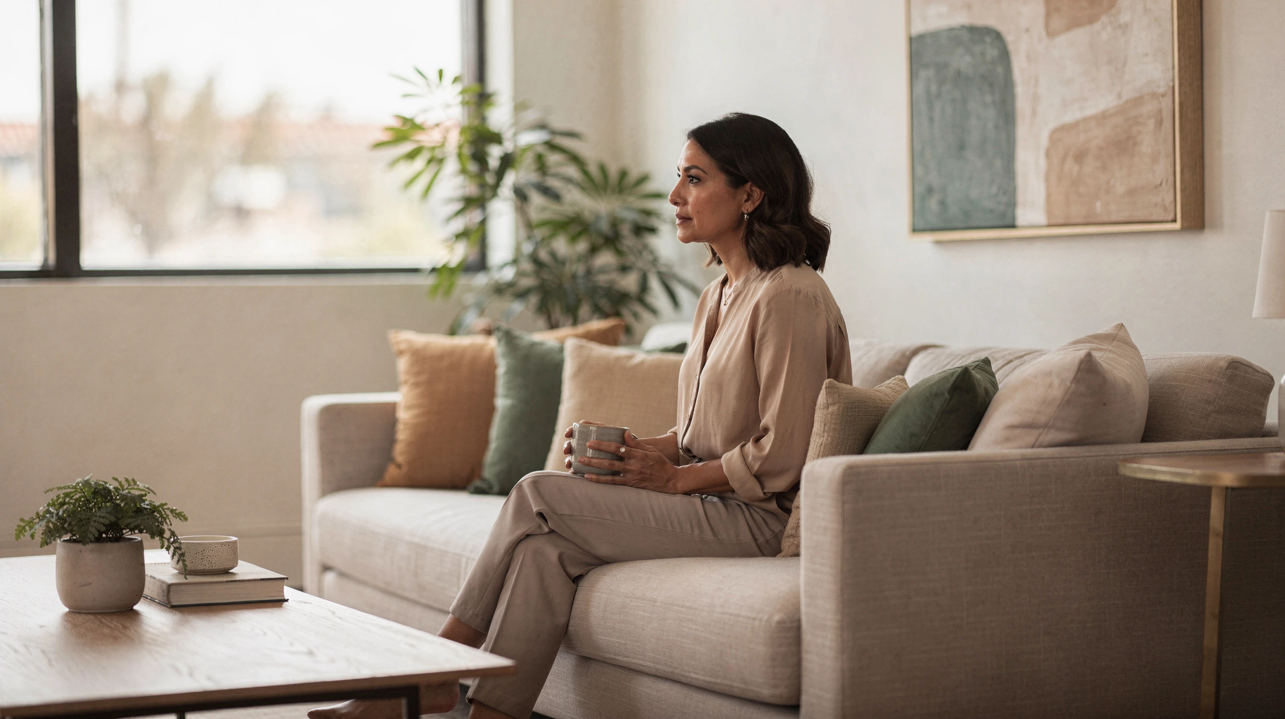 Therapist in Woodland Hills, CA – client talking with a therapist in a bright office at Uriel Behavioral Wellness